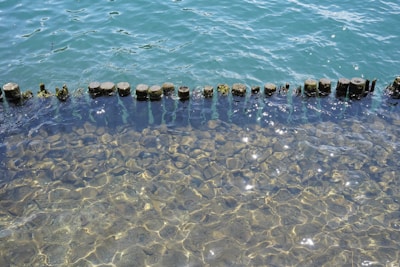 The water is crystal clear and blue