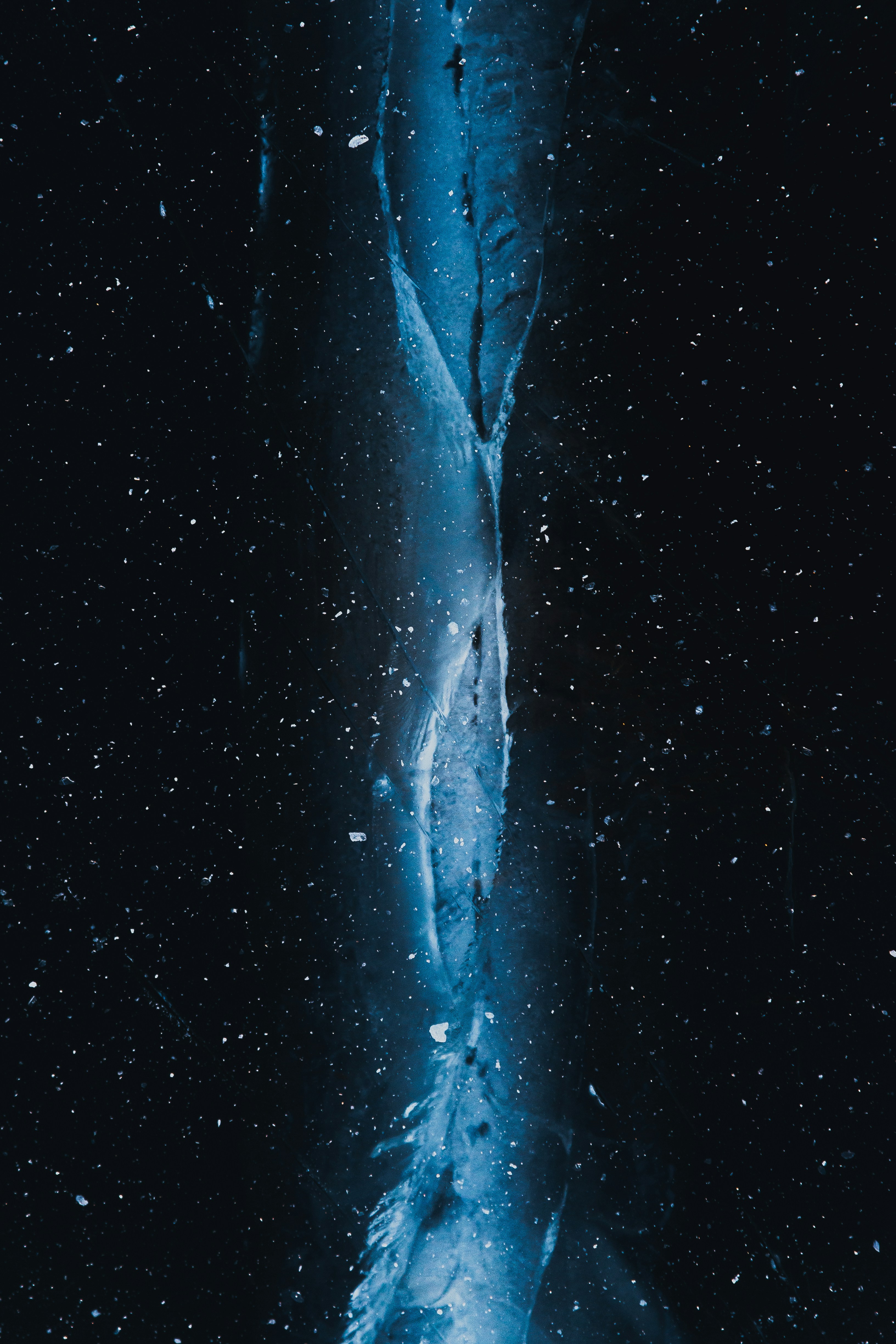 A large blue object floating in the air