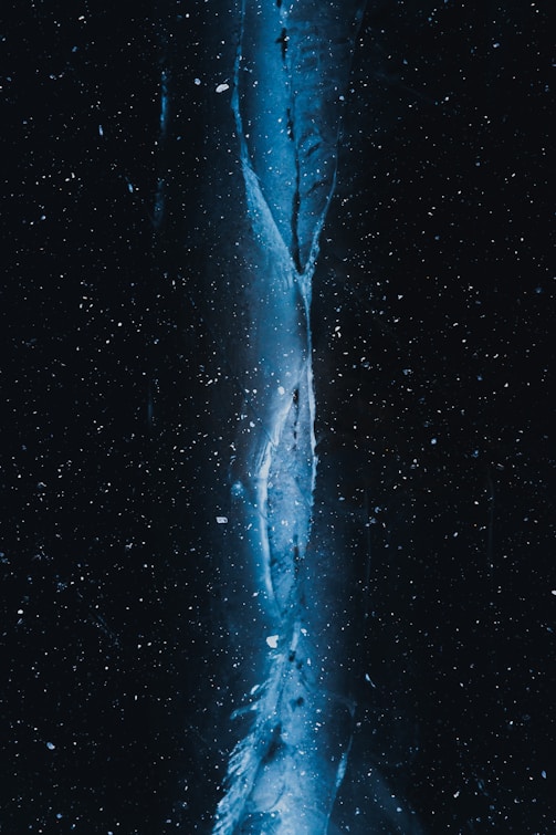 A large blue object floating in the air