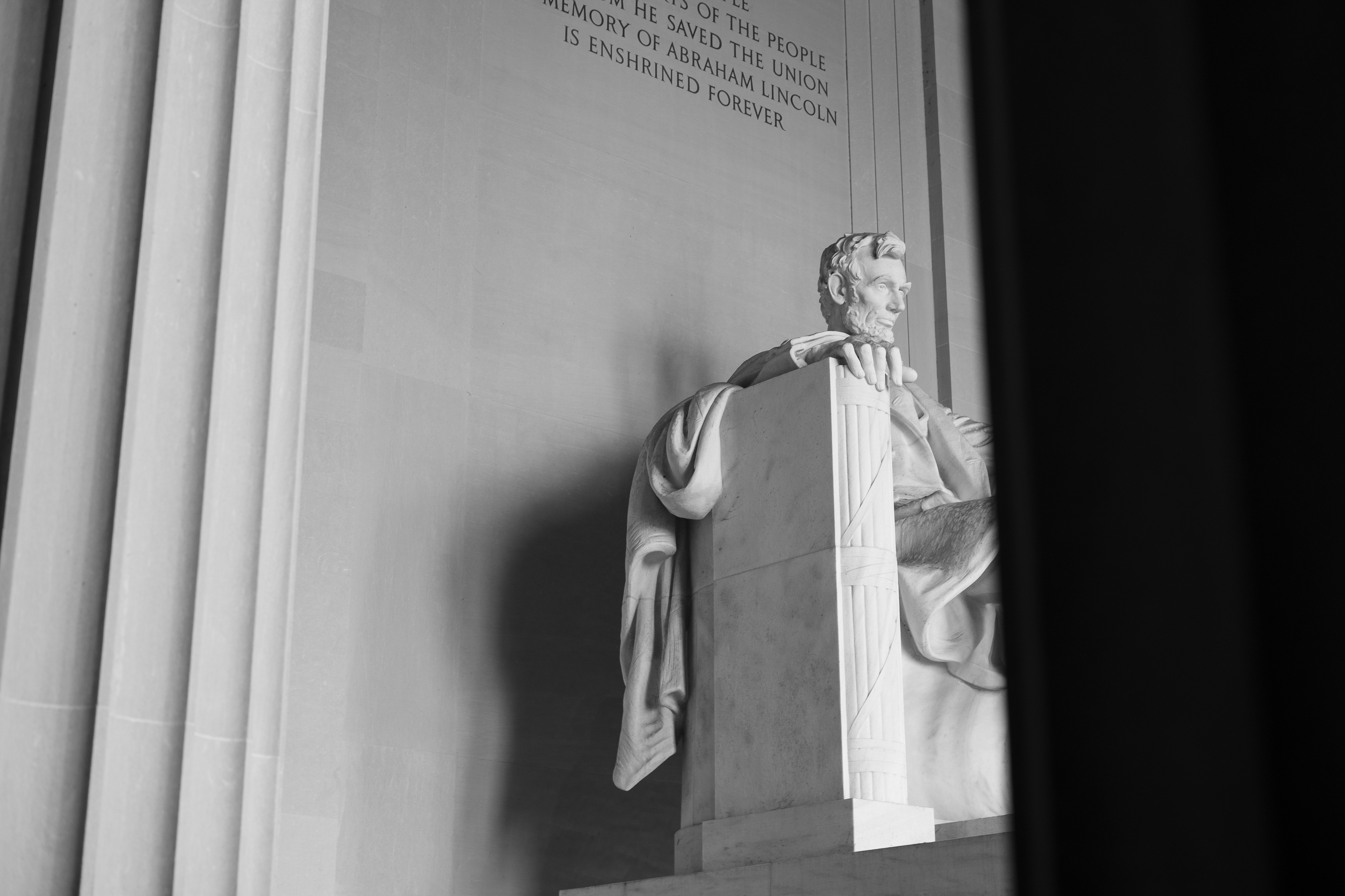 Ein Schwarz-Weiß-Foto des Lincoln Memorial