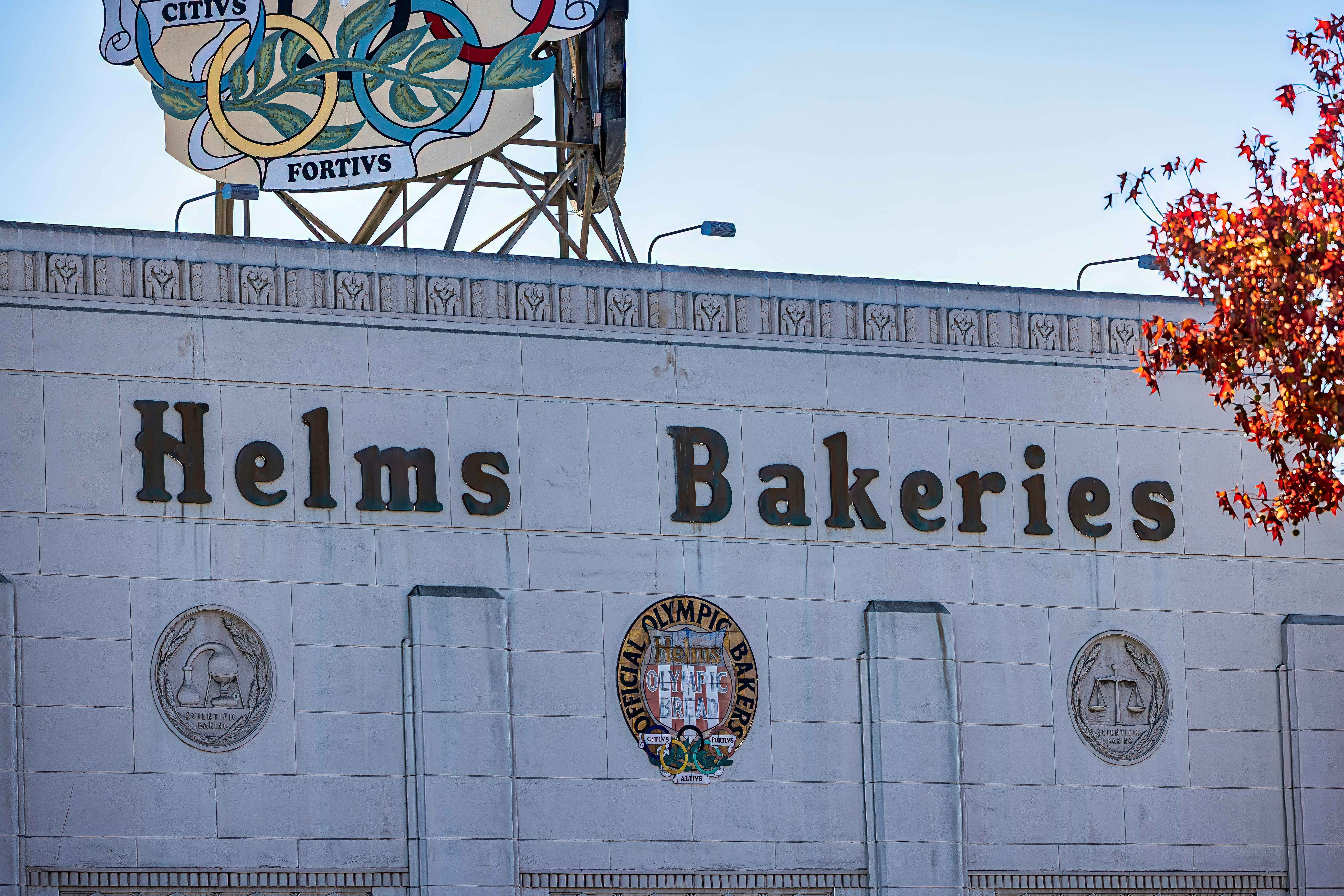 A building with a sign on top of it