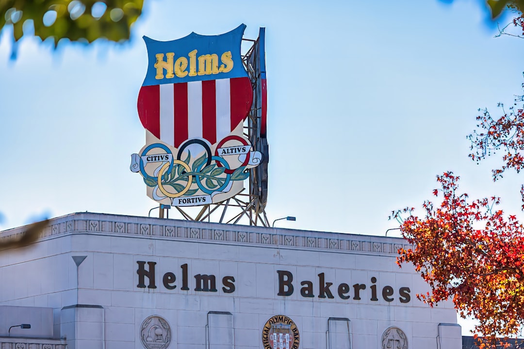 A building with a large sign on top of it
