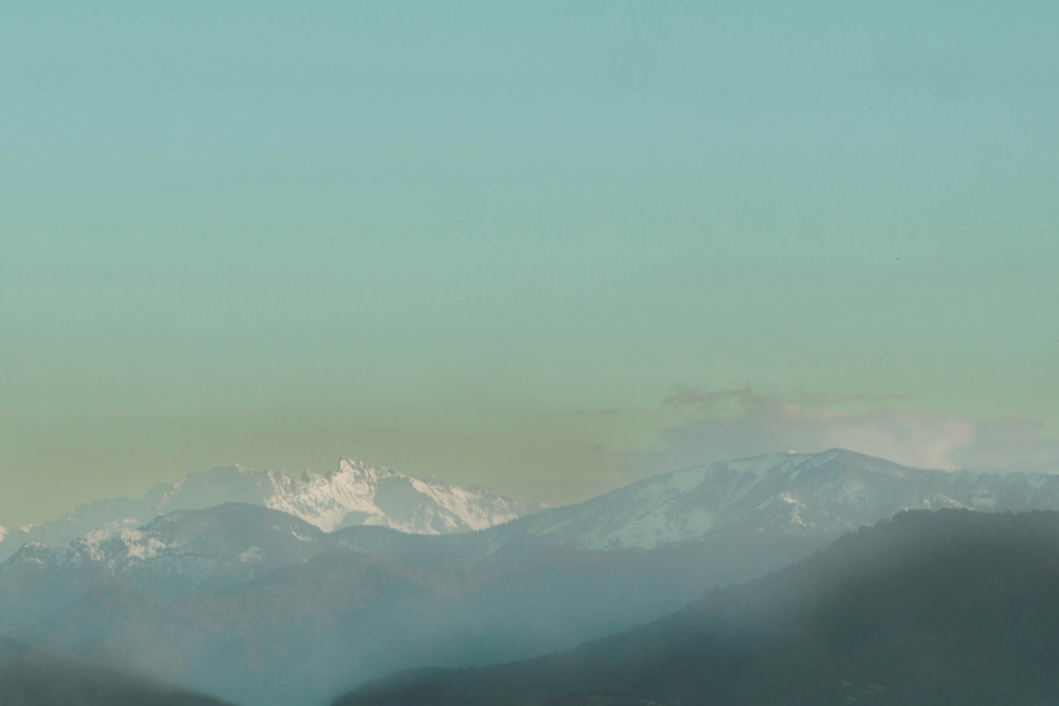 A view of a mountain range in the distance