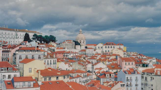 A view of a city with red roofs