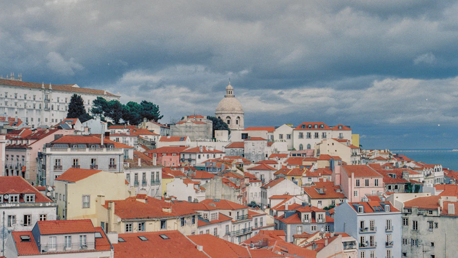 Lisbon rooftops at dusk