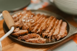 A close up of a plate of food on a table