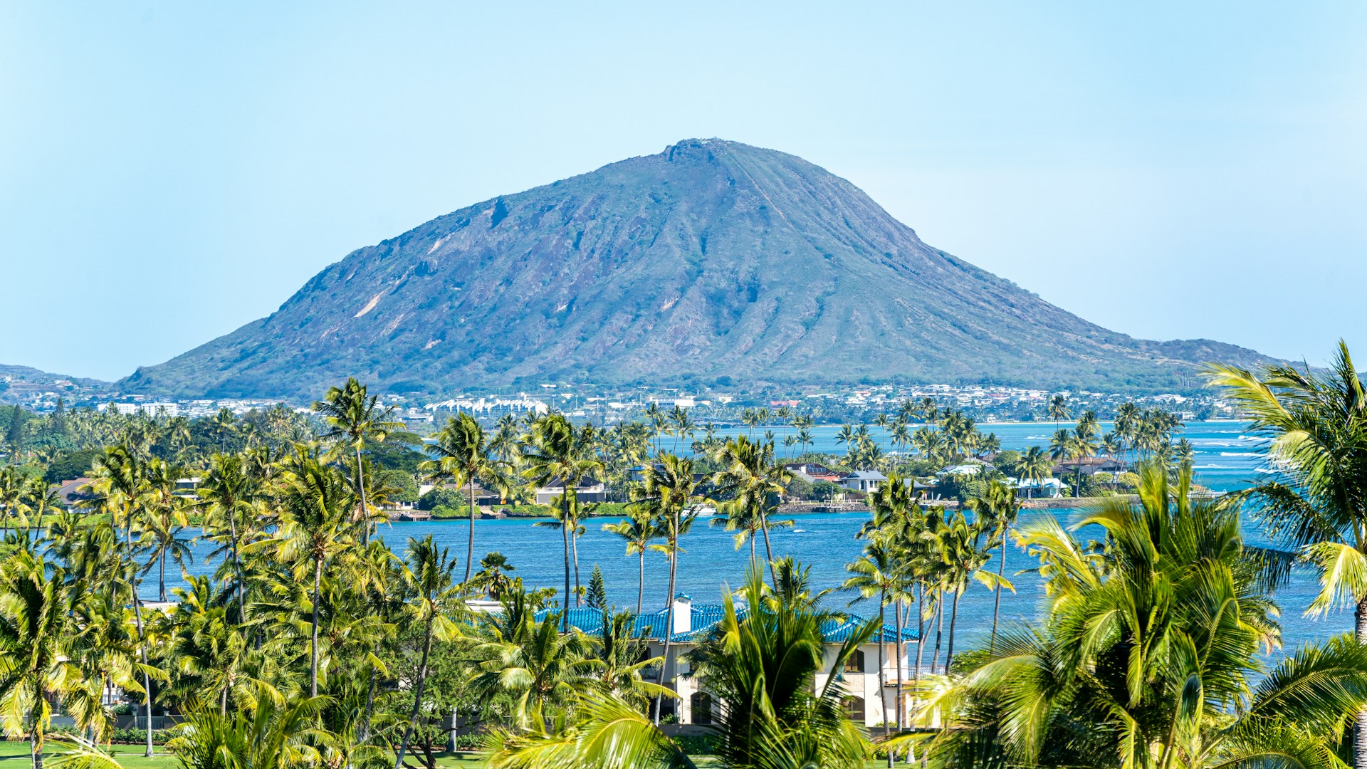 A view of a mountain and a body of water