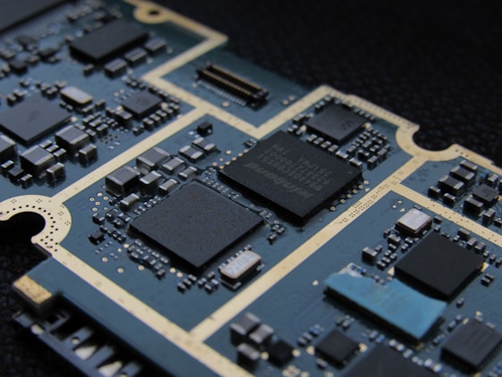 A close up of a computer mother board
