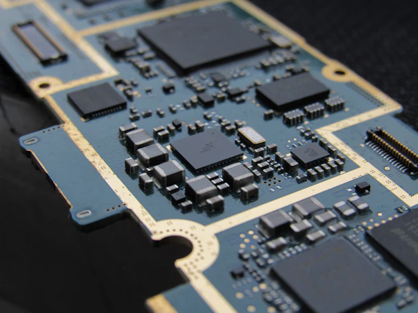 A close up of a computer mother board