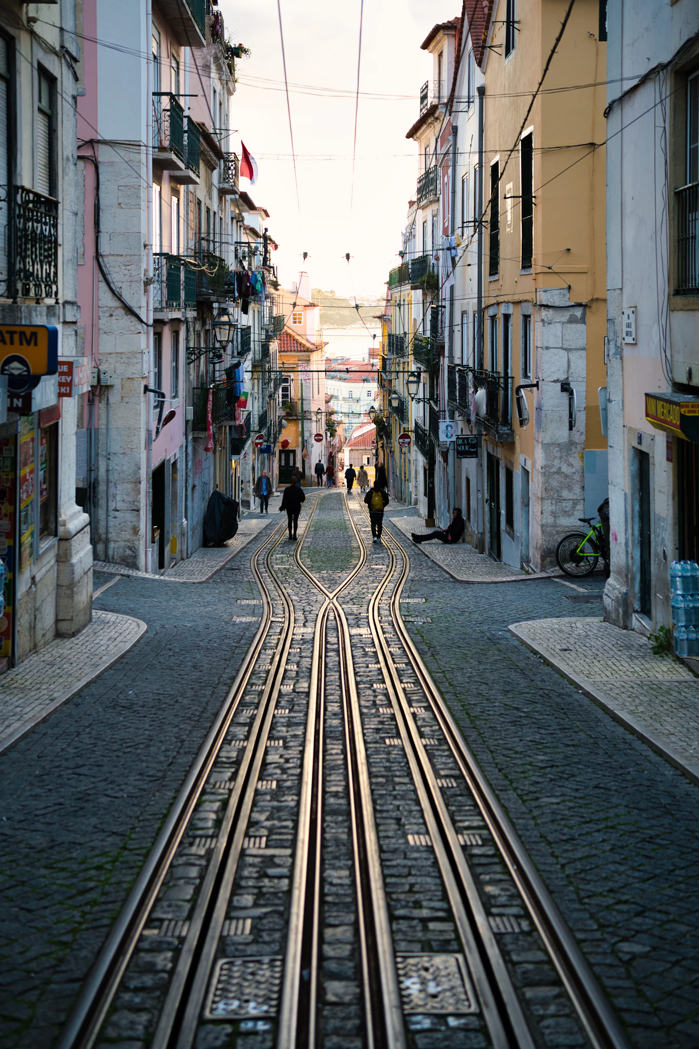 An empty Alfama street at the early hour, before the city wakes