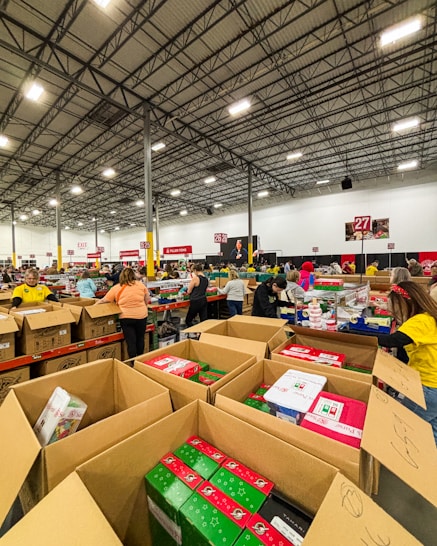 A large warehouse filled with lots of boxes