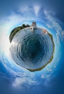 A small island in the middle of a body of water