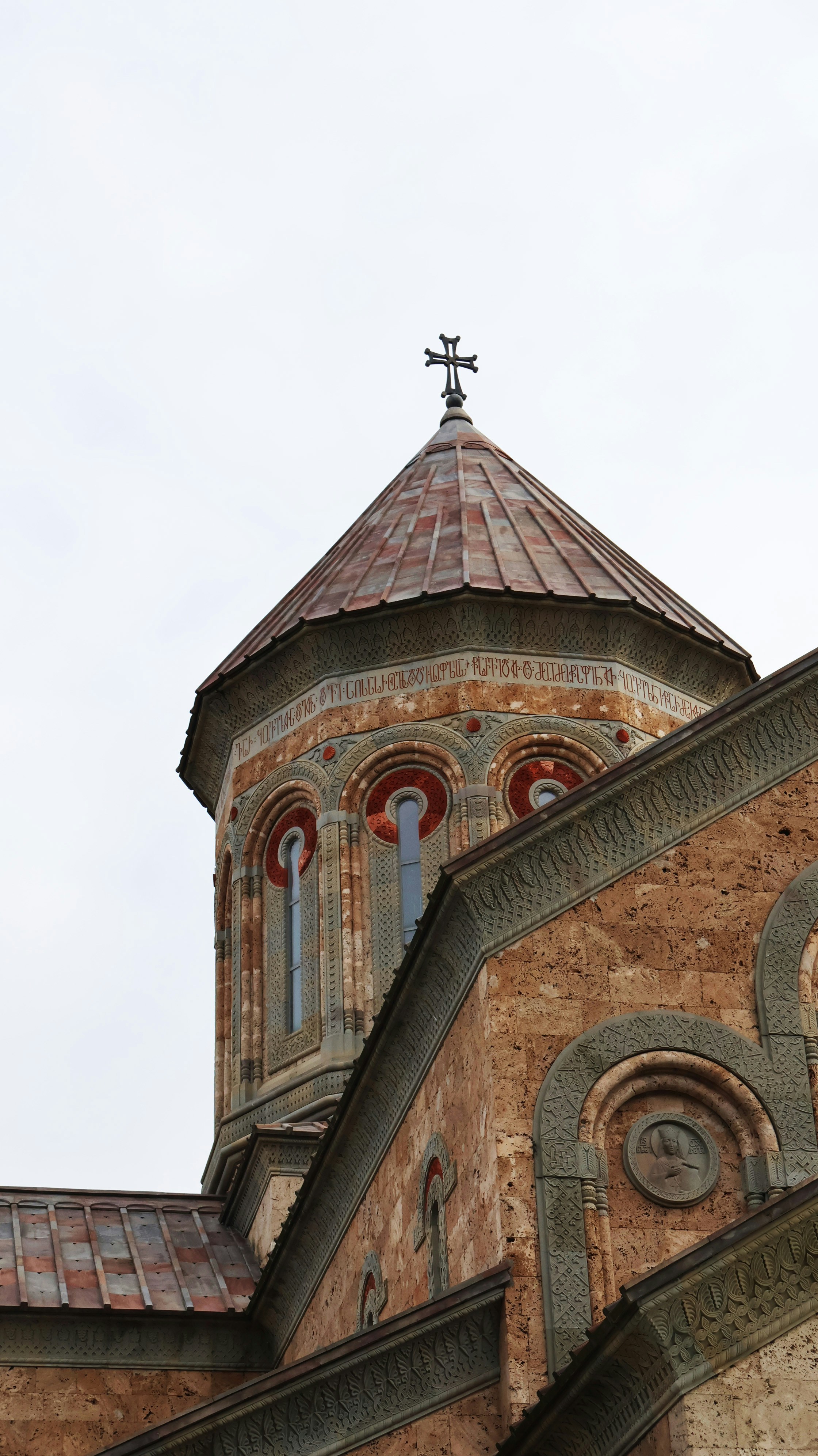 A church steeple with a clock on it