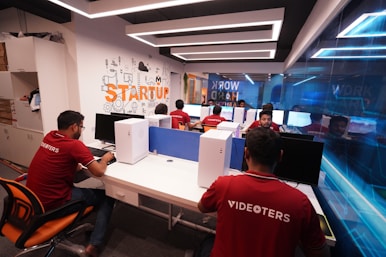 A group of people playing a video game
