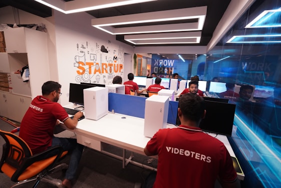 A group of people playing a video game