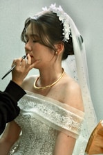 A man and a woman getting ready to be married