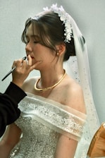 A man and a woman getting ready to be married