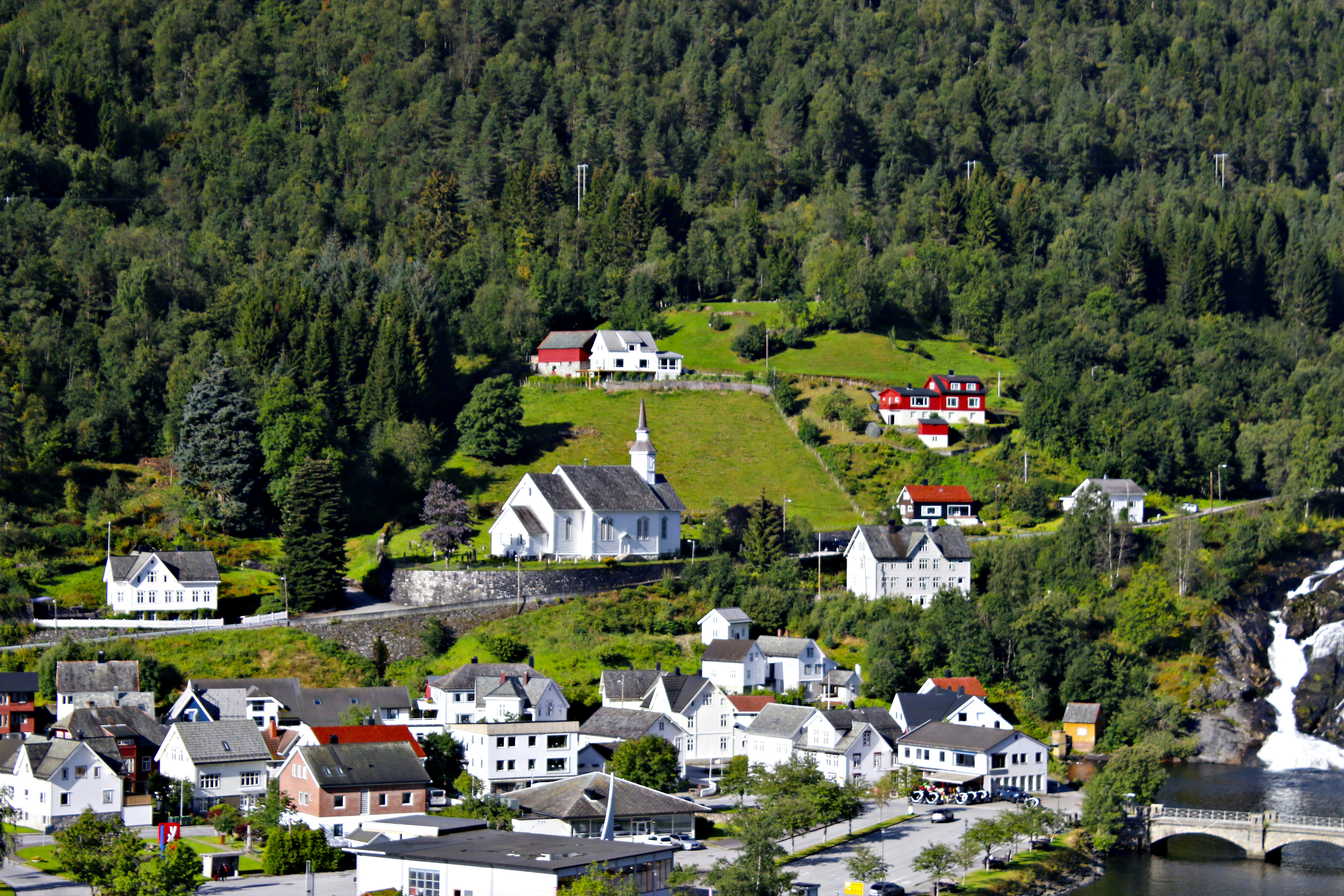 Aerial view of Hellesylt