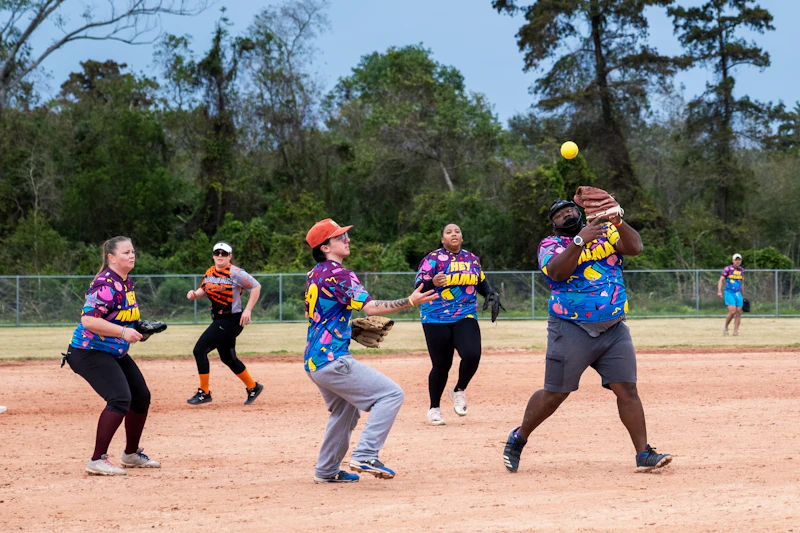 Softball game in action