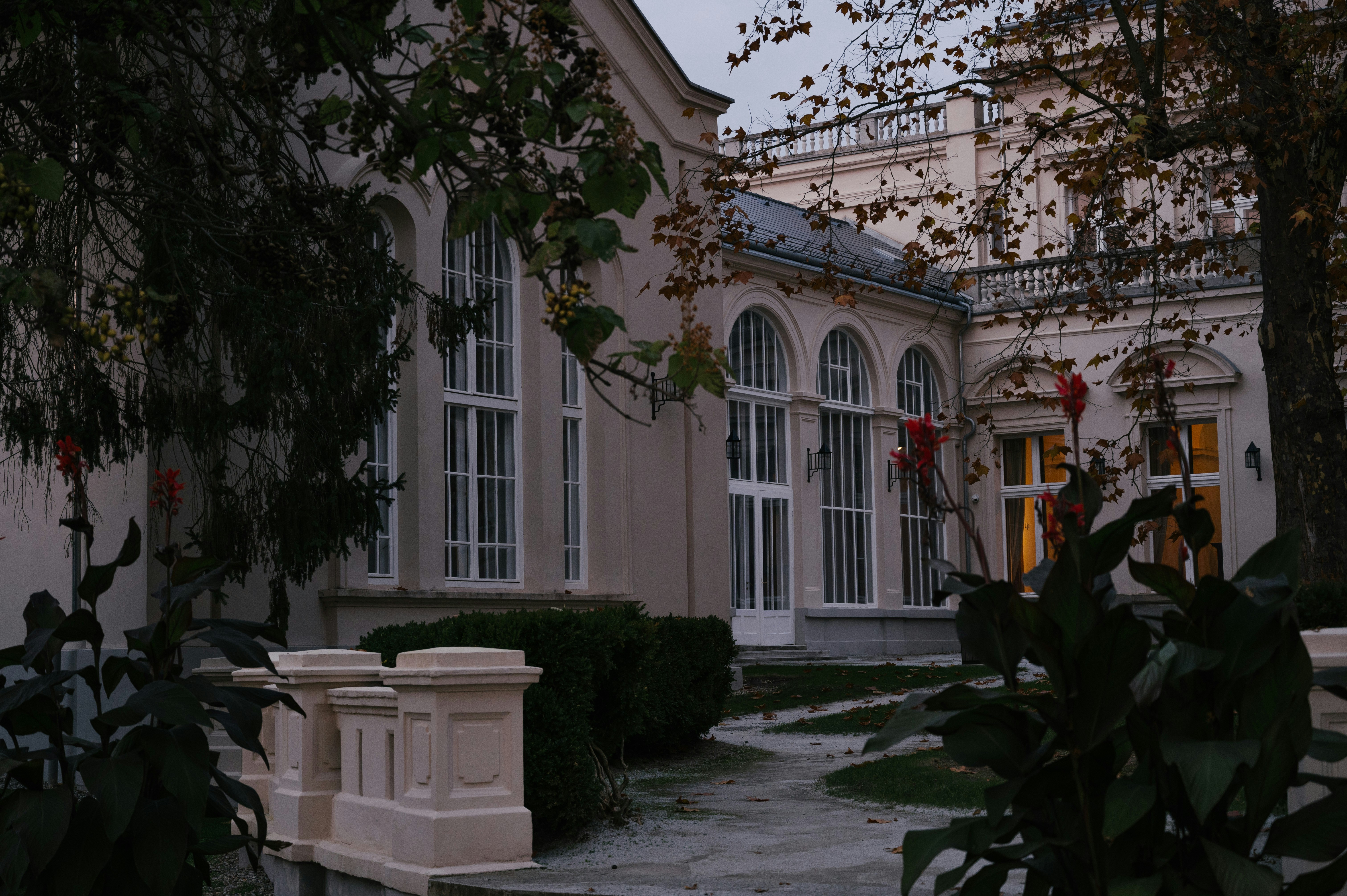 Historic school building with clock tower