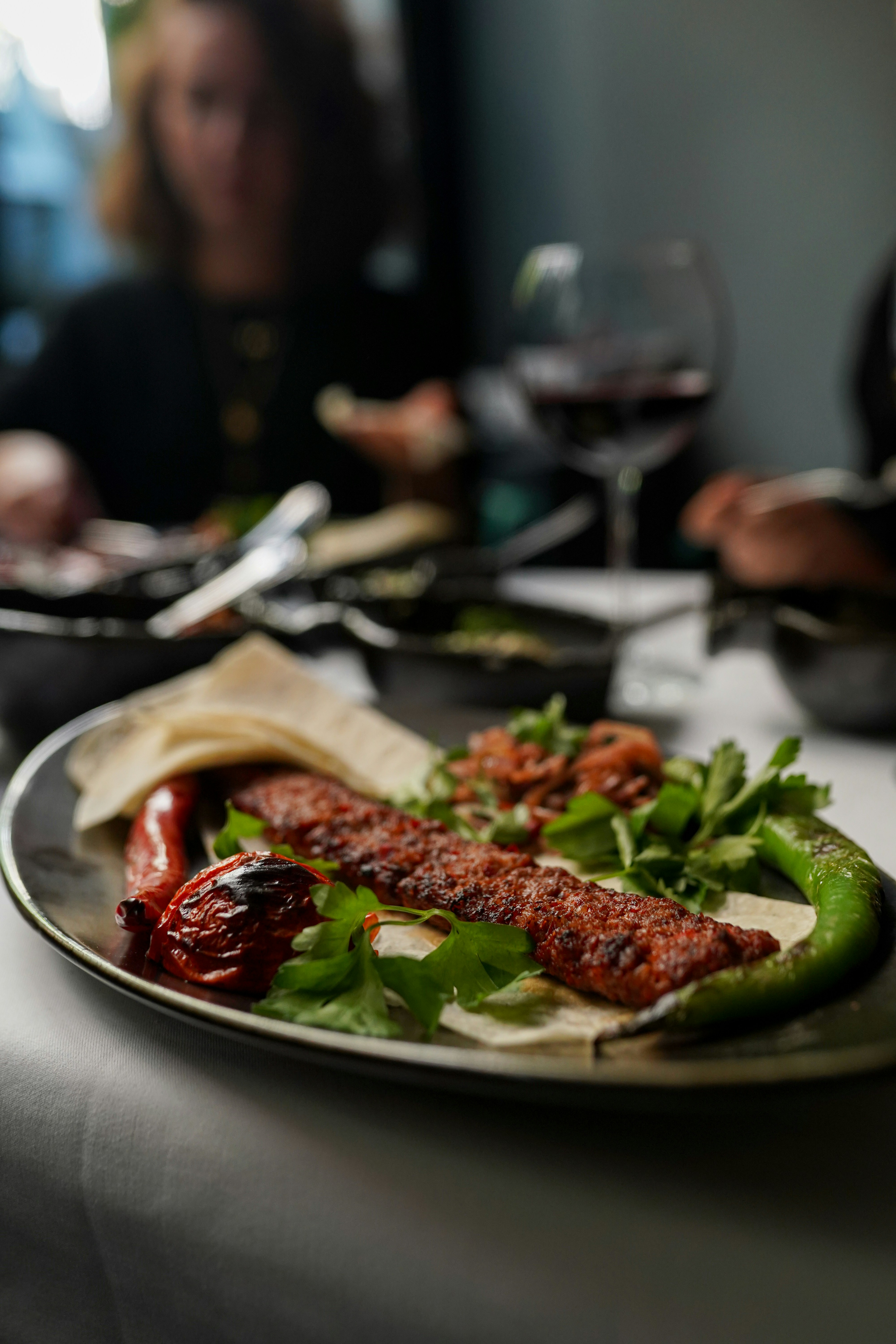 A close up of a plate of food on a table