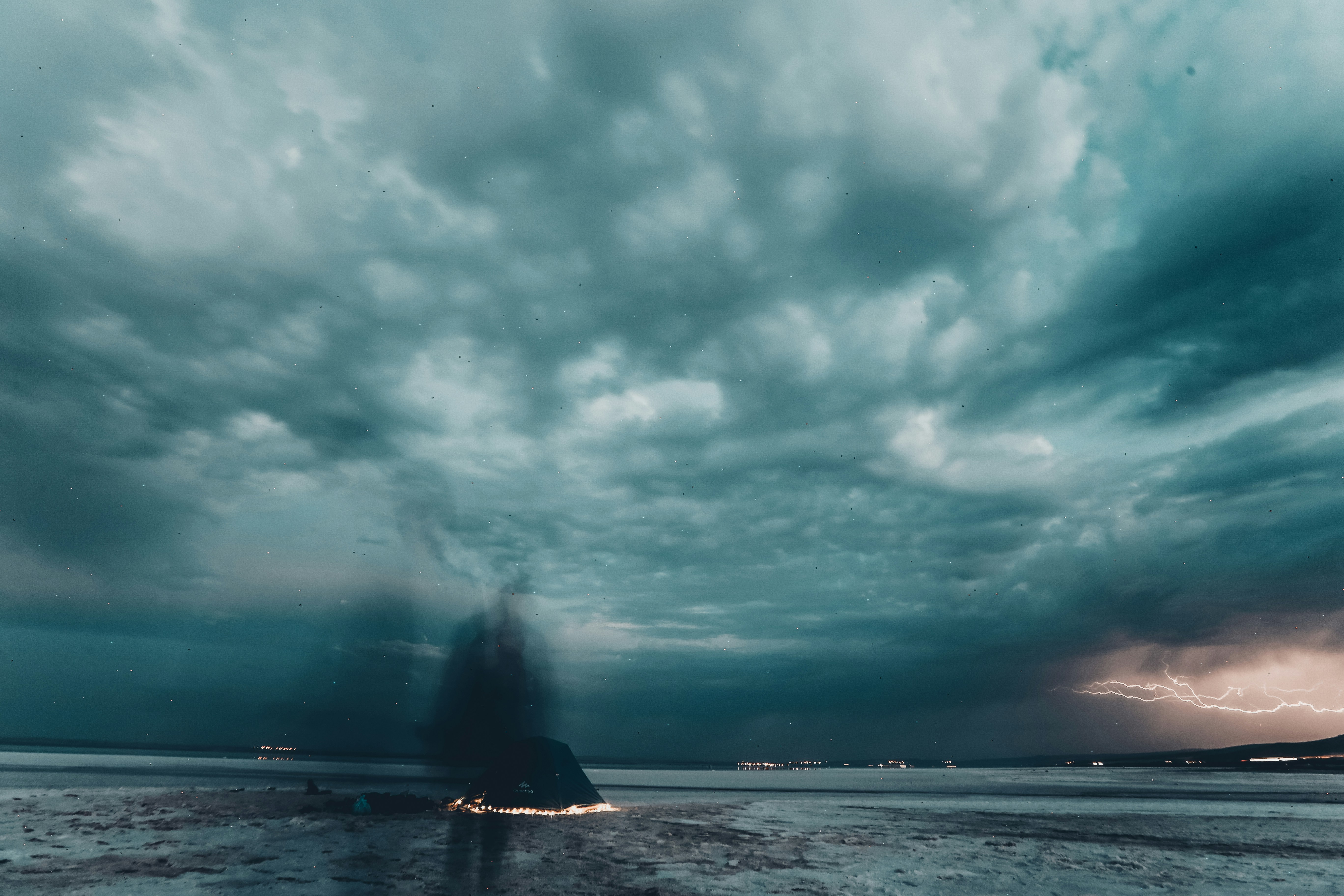 A blurry photo of a boat on a body of water