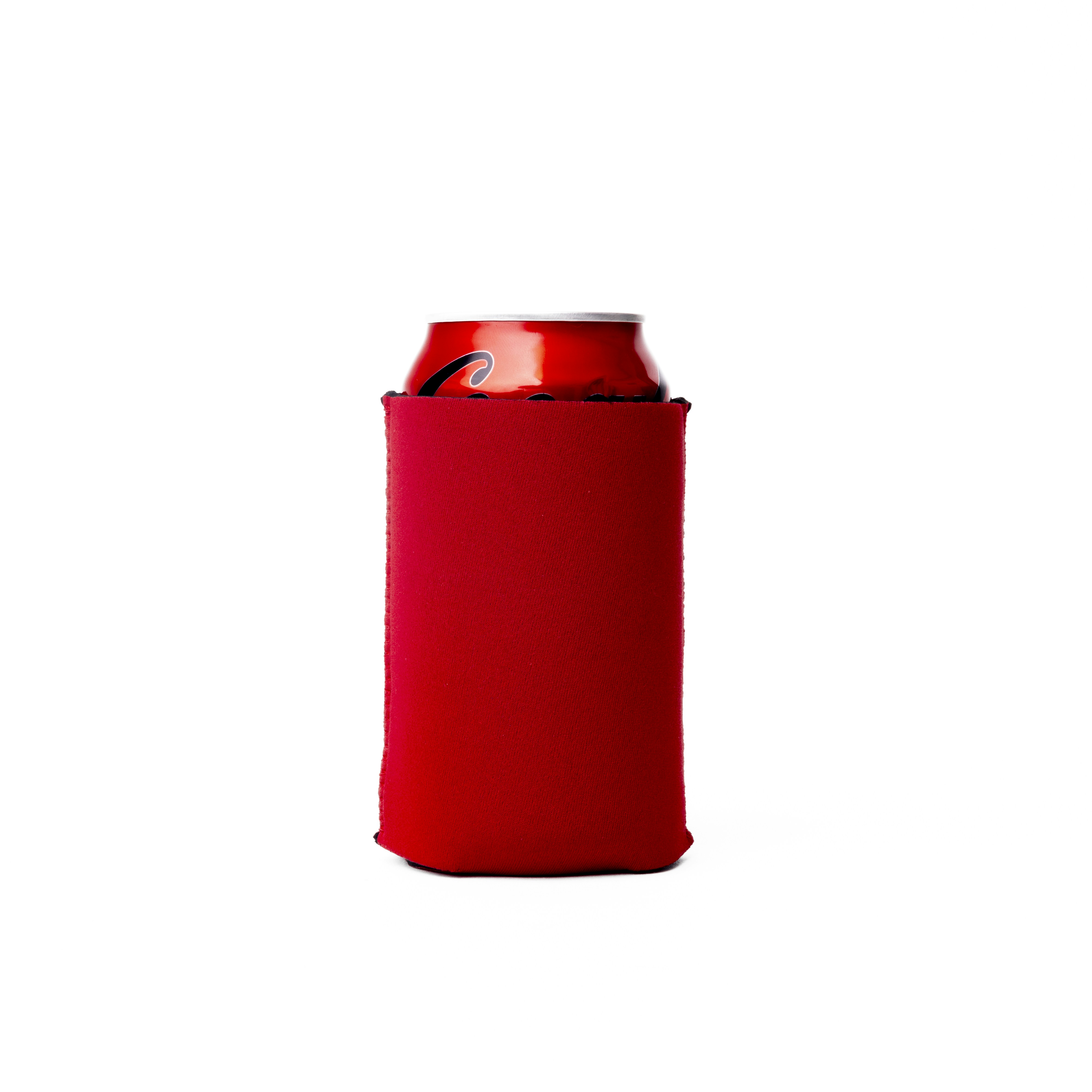 A red can of soda on a white background