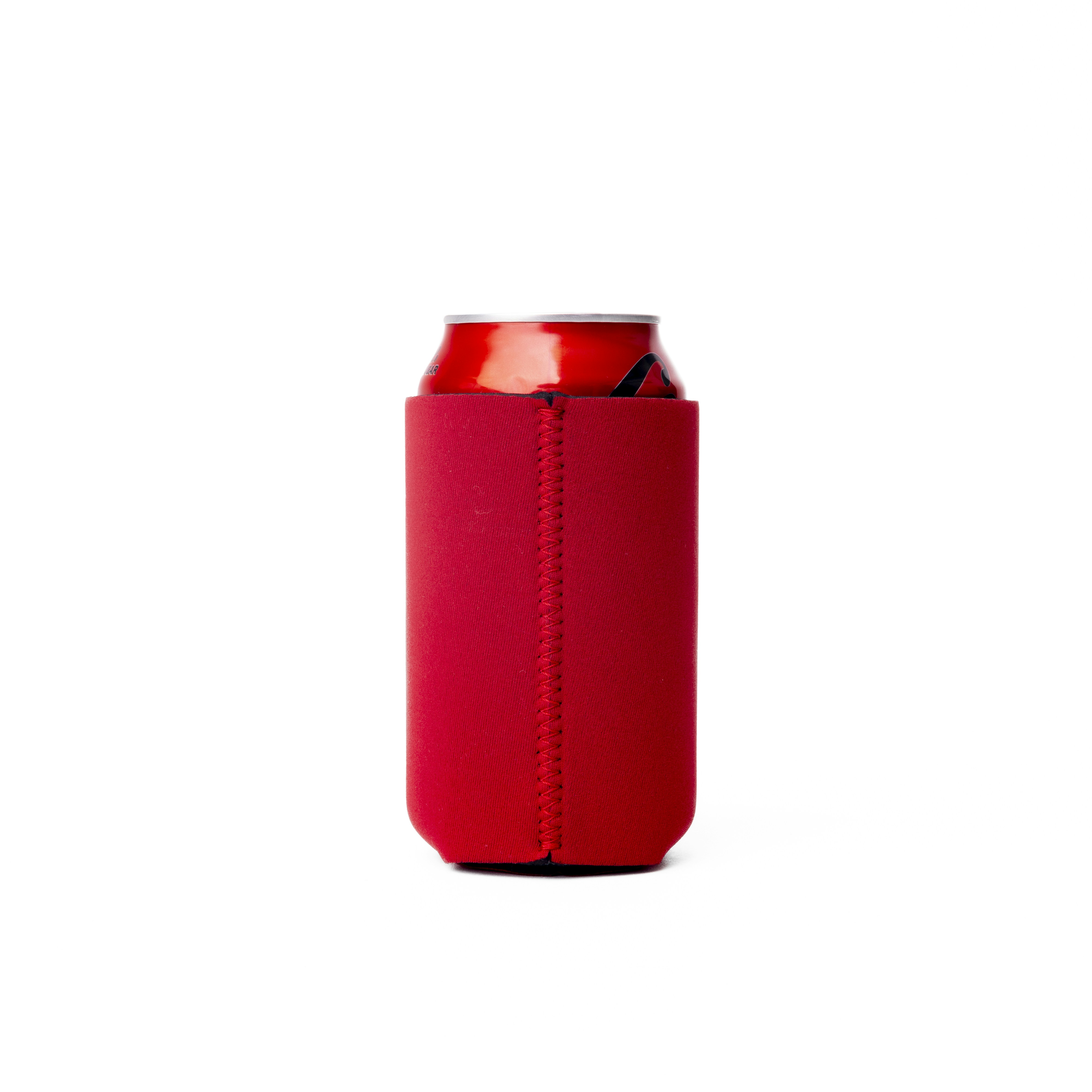 A red can of soda on a white background