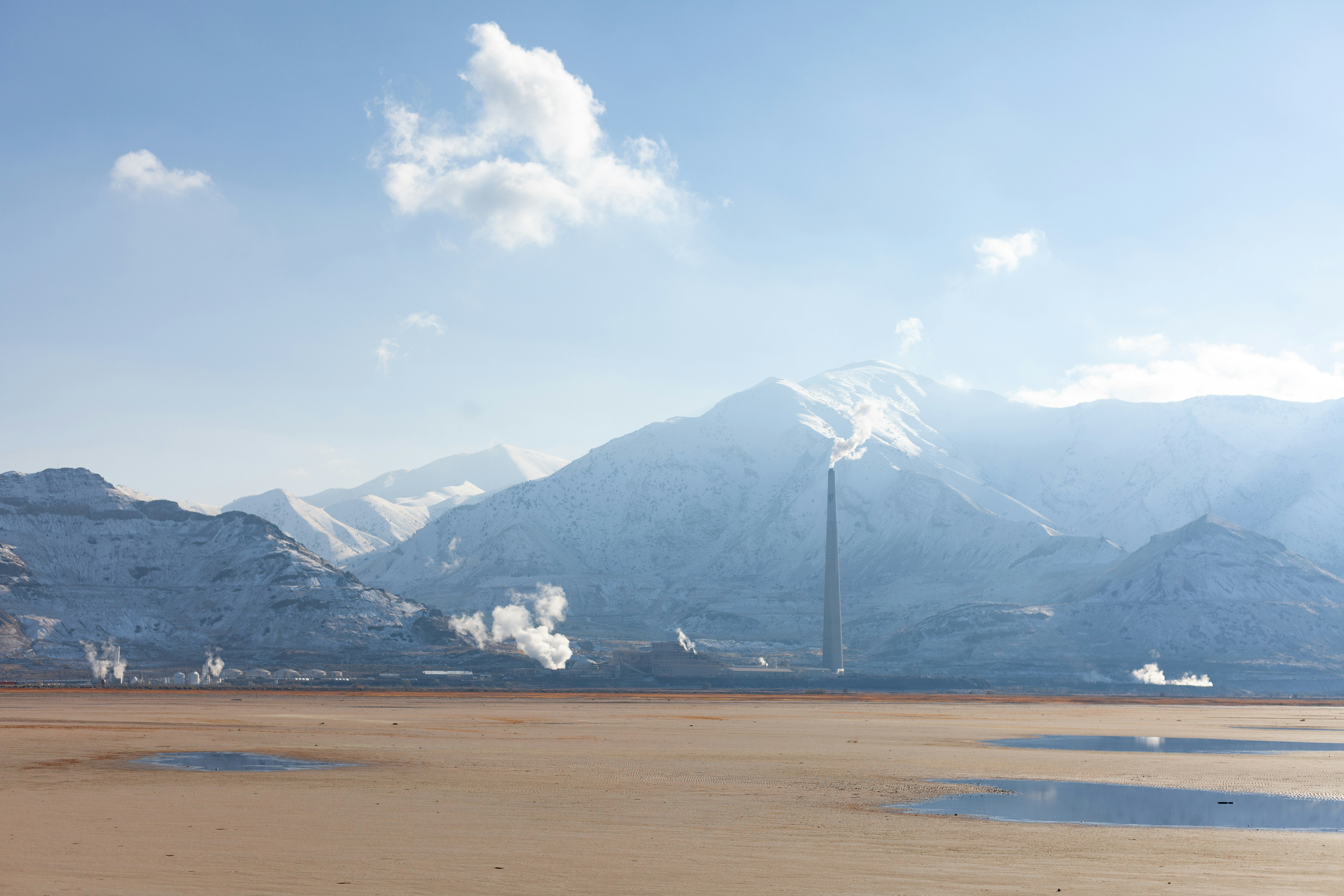 A view of a mountain range from a distance