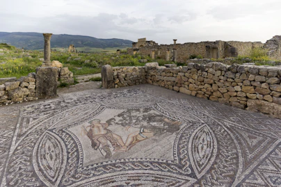 A mosaic in the middle of a stone floor