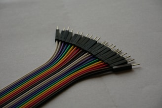 A close up of a bunch of wires on a table