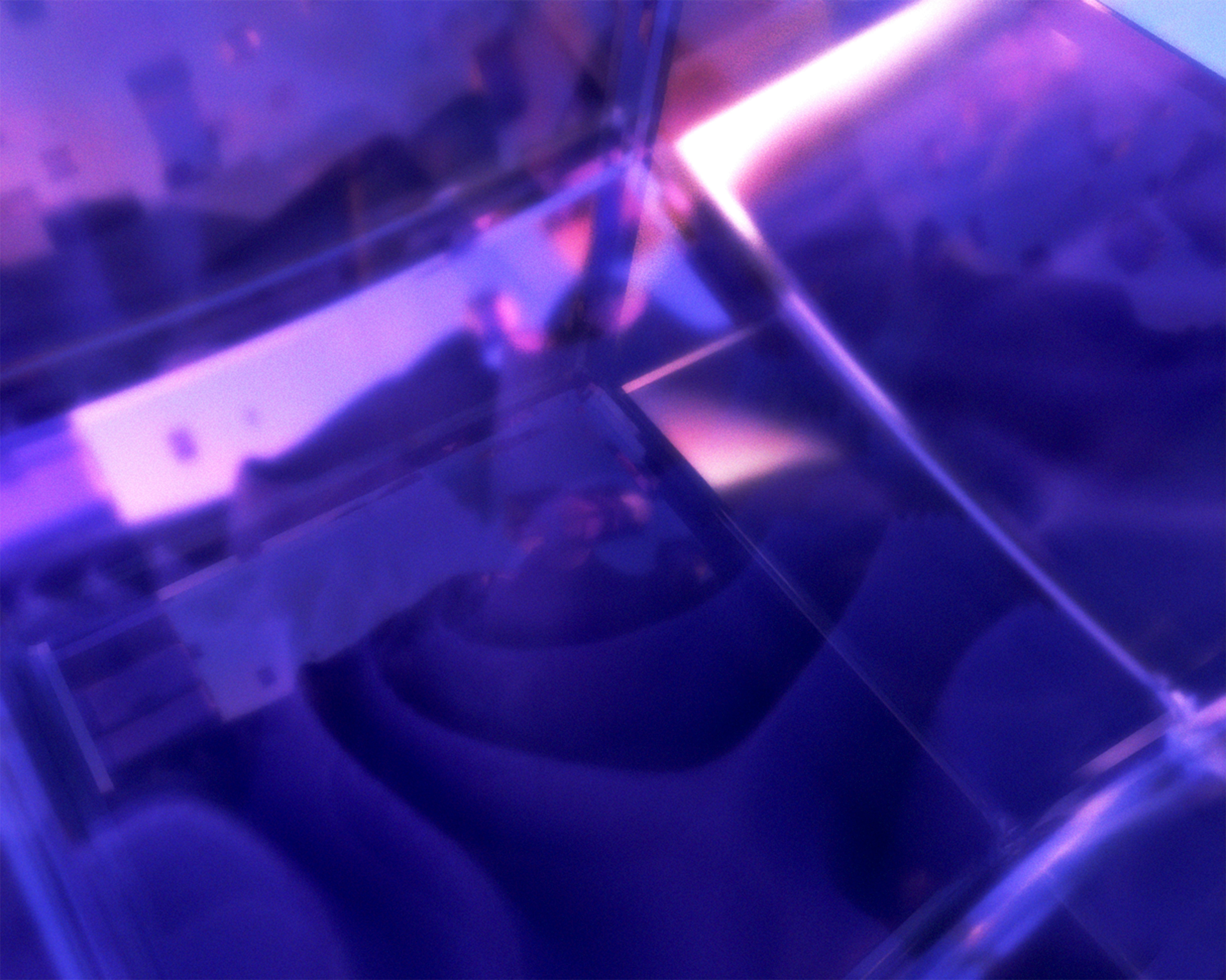 Ethereal purple and blue digital art with glowing light effects, dark abstract background, futuristic aesthetic