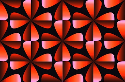 A black and red background with red shapes