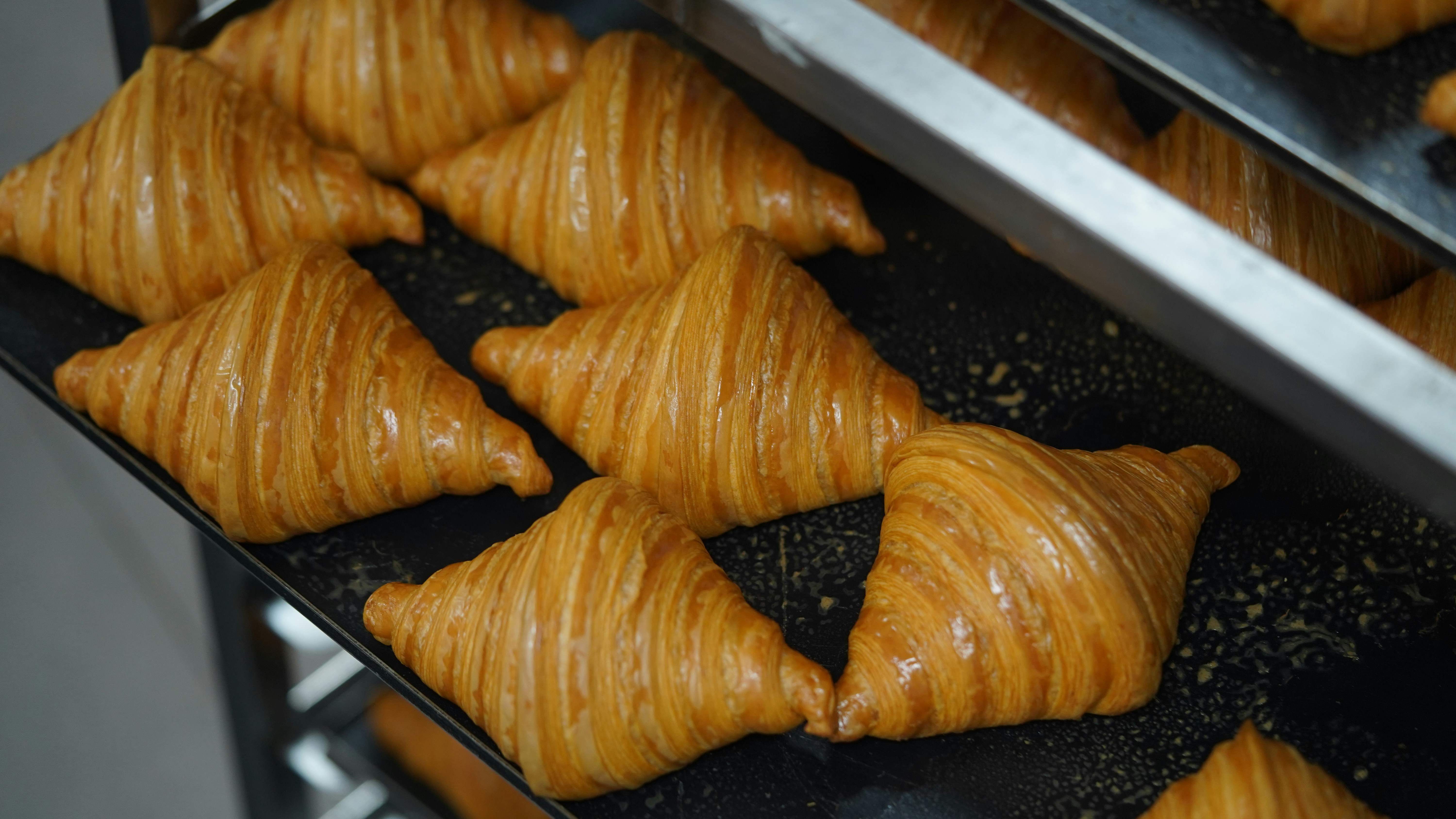 Freshly baked pastries on a tray
