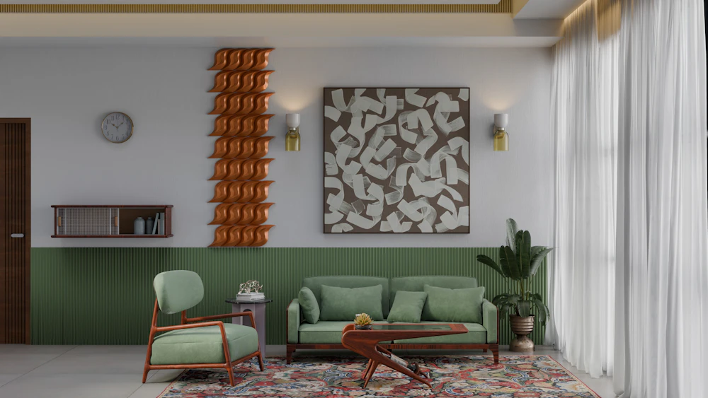 Living room with furniture and painting on wall