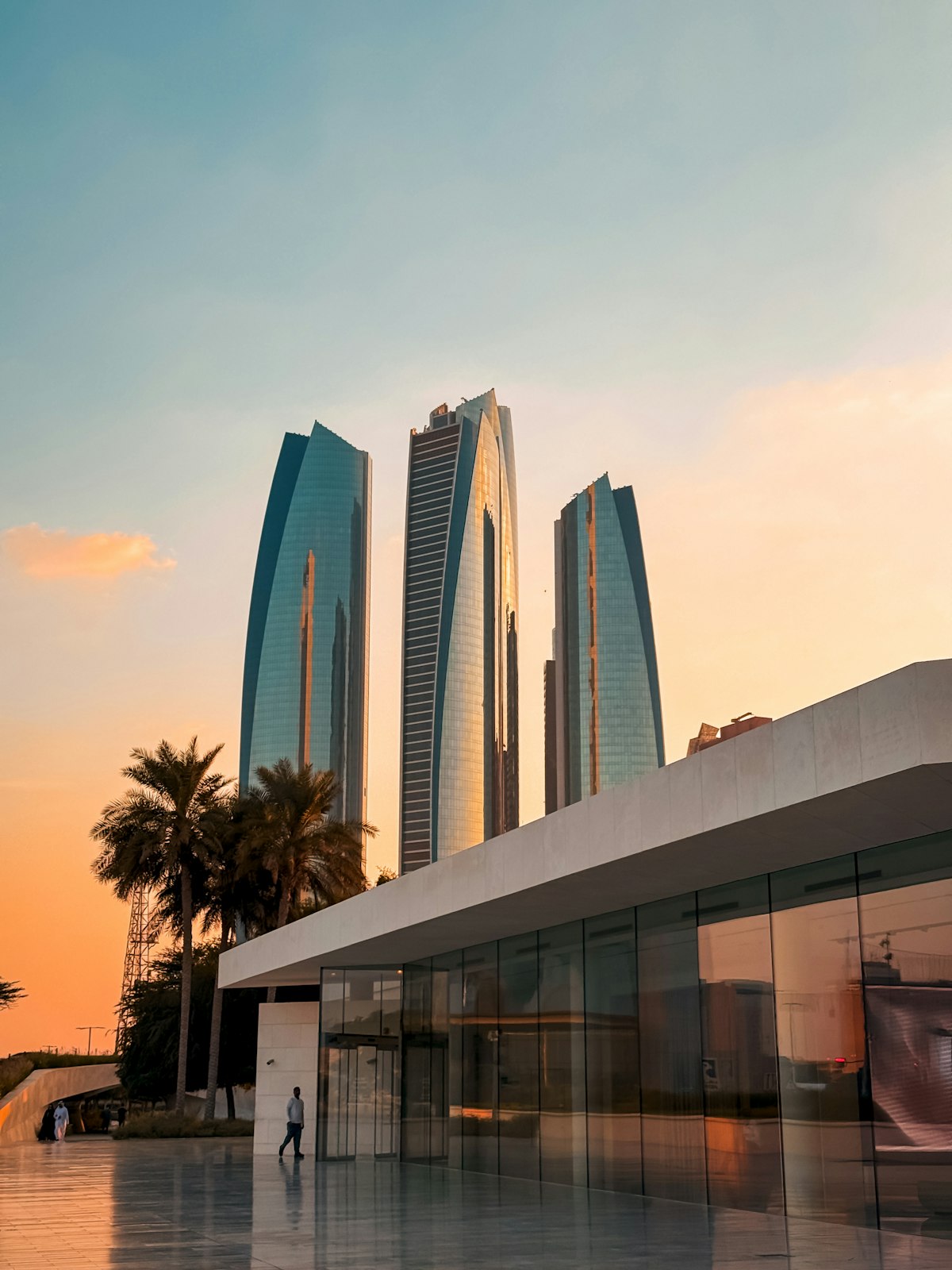 Yas Island Ferrari World red roof and Yas Marina circuit
