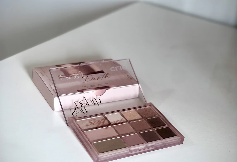 A close up of a box of makeup on a table