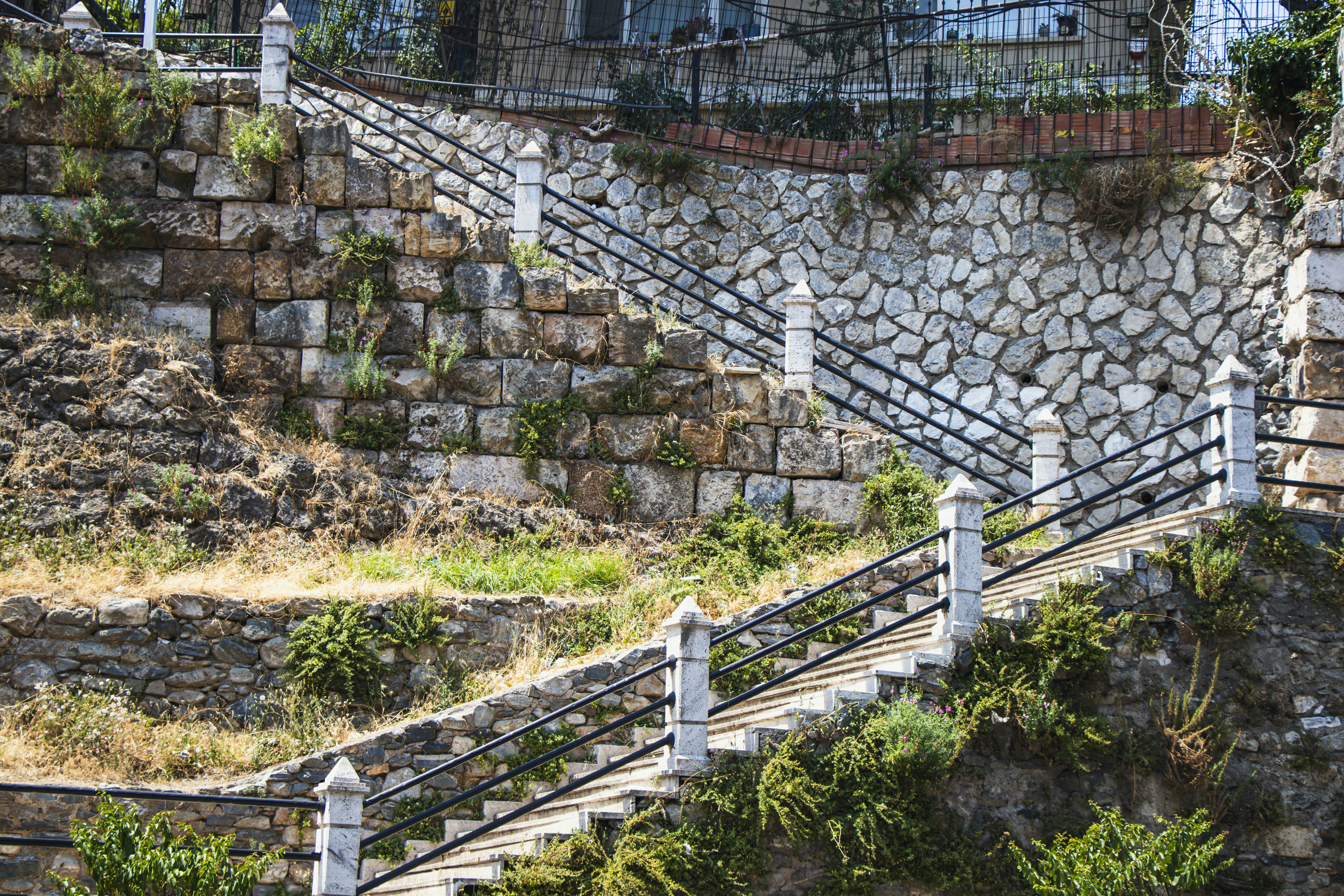 A set of stairs leading up to a building