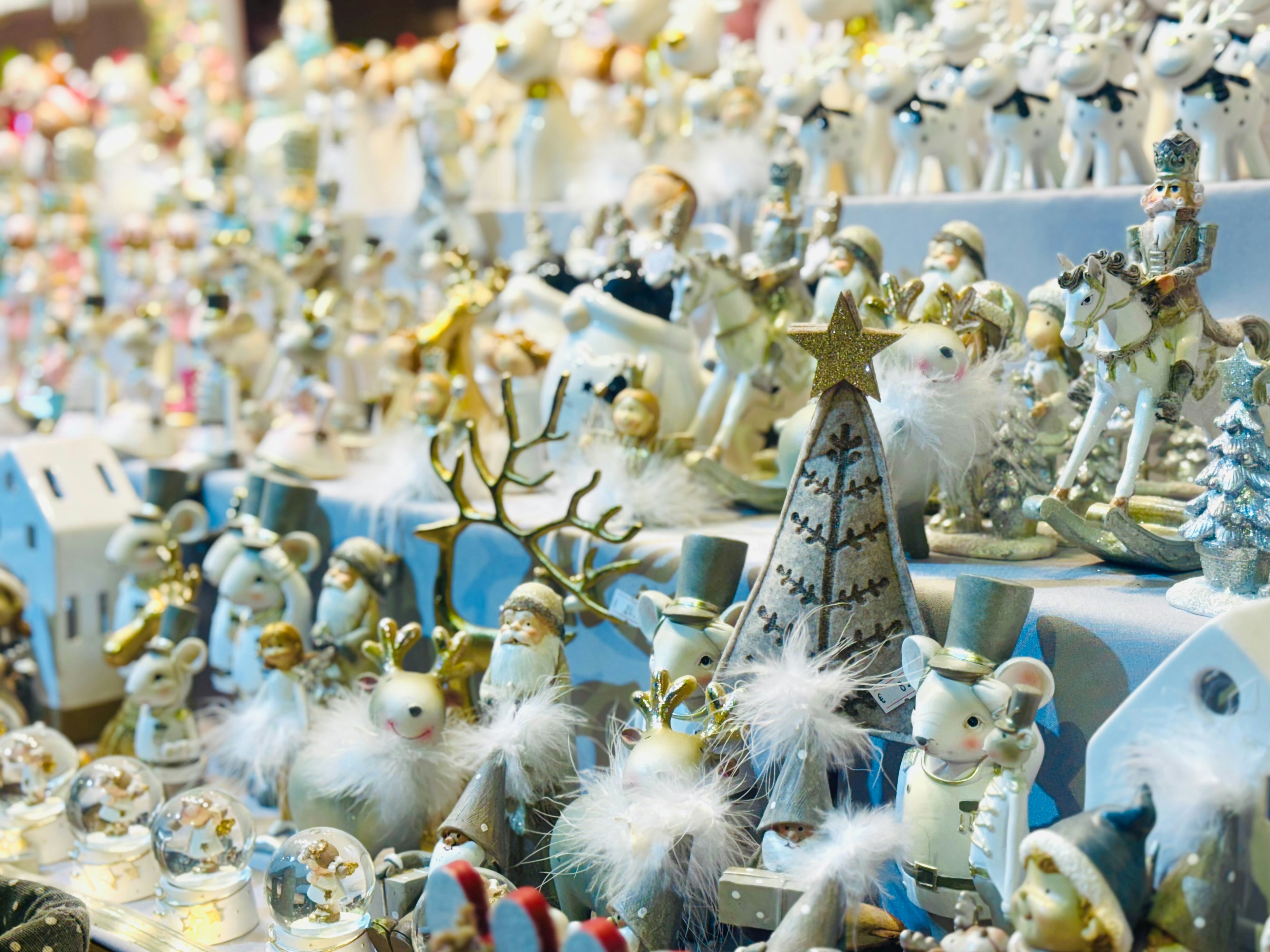 A large amount of christmas figurines are on display