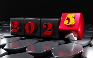 A red and black block with the number twenty five on it