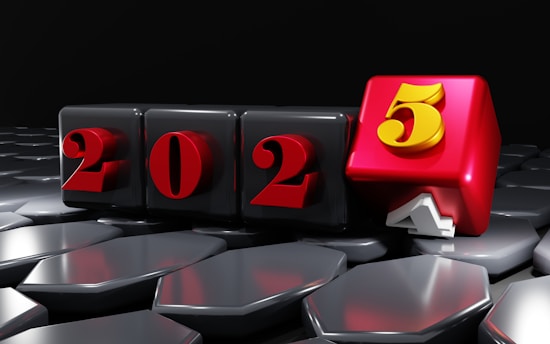 A red and black block with the number twenty five on it