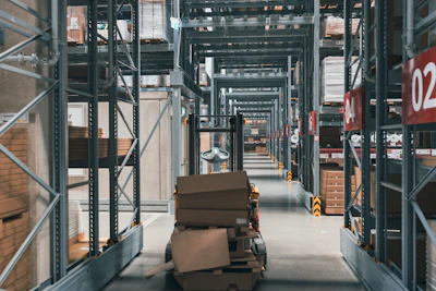 A large warehouse filled with lots of boxes