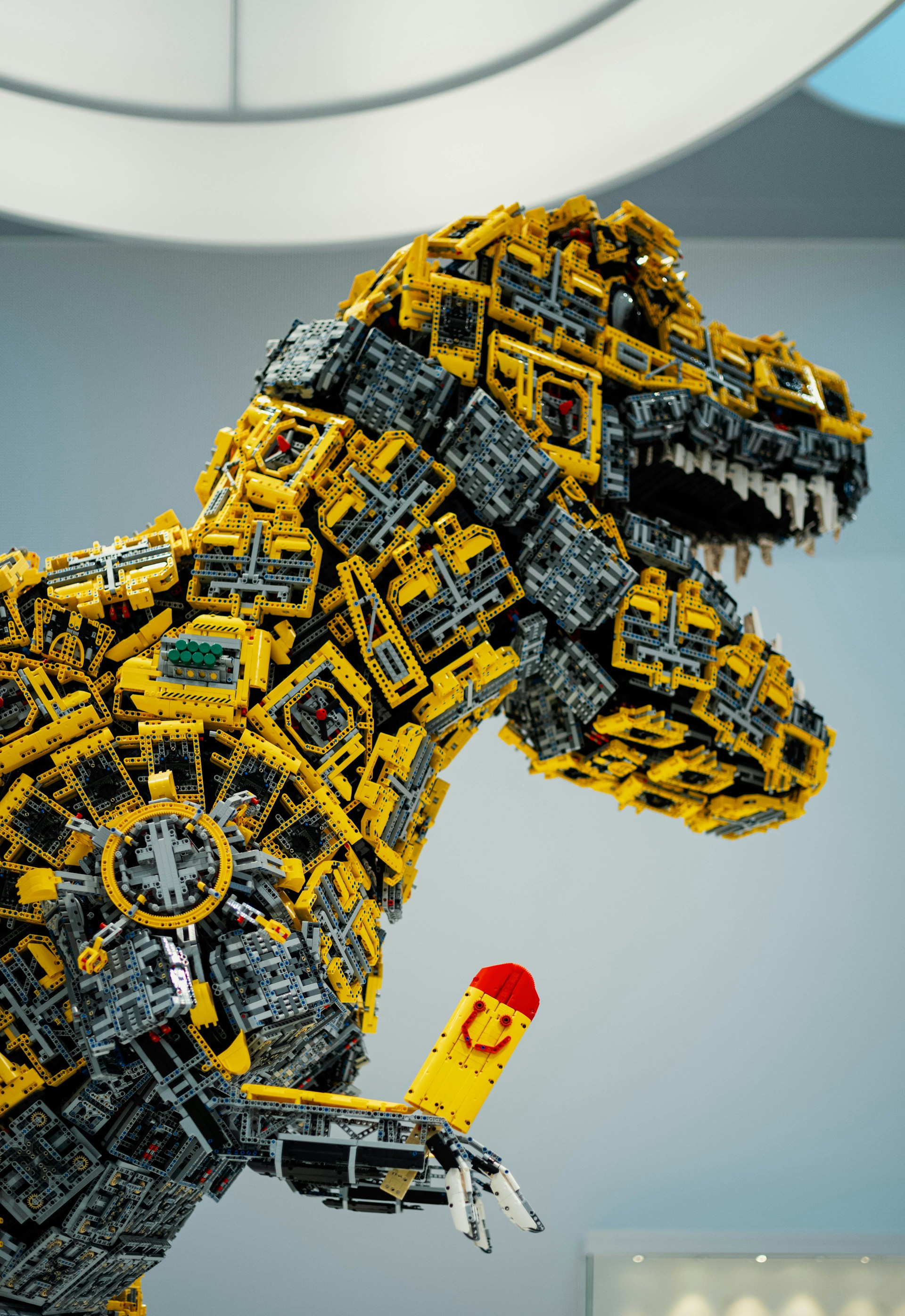 A lego dinosaur made out of lego parts