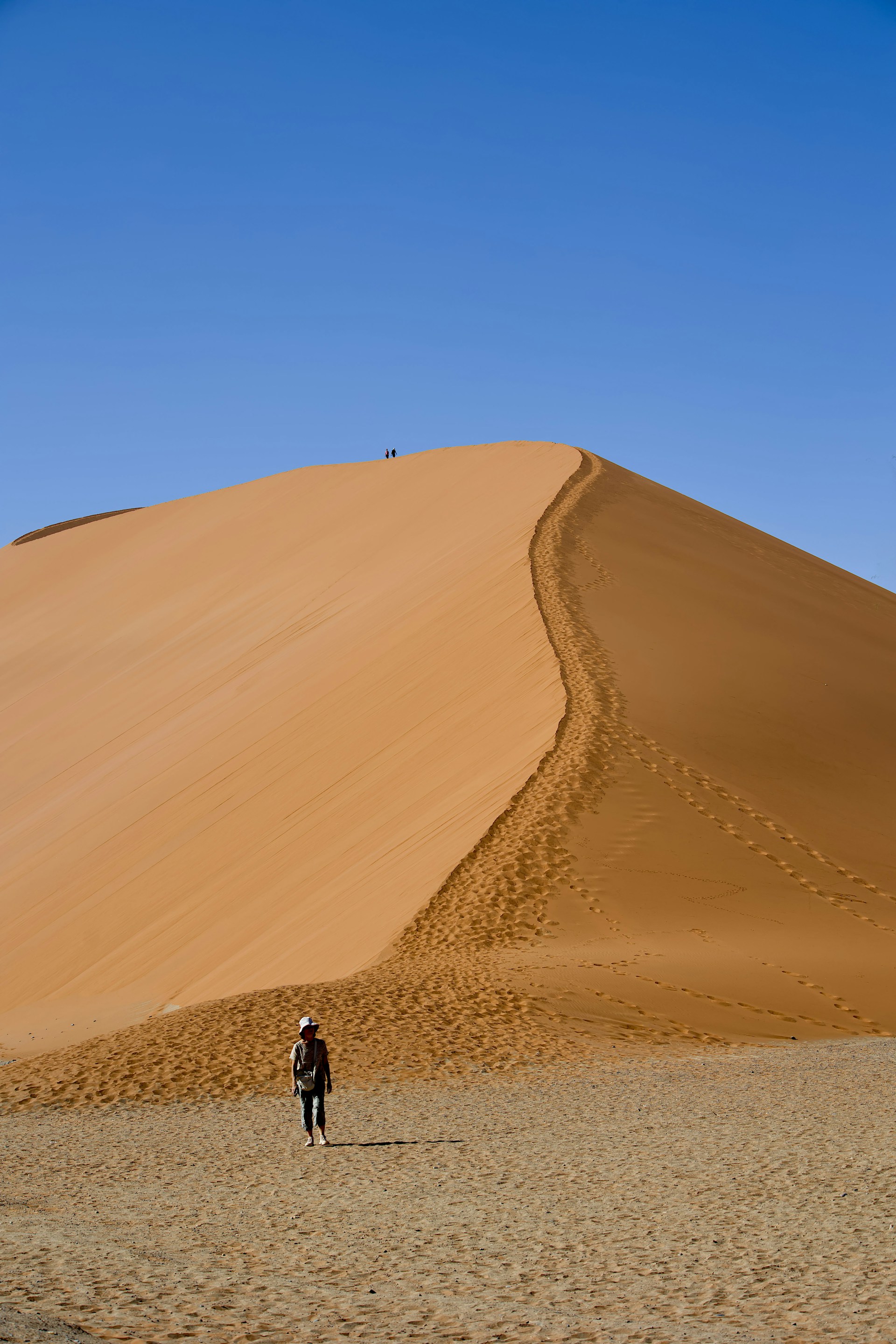 A person standing in the middle of a desert