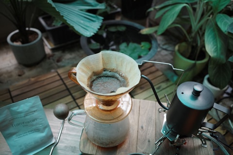 A blender sitting on top of a wooden table