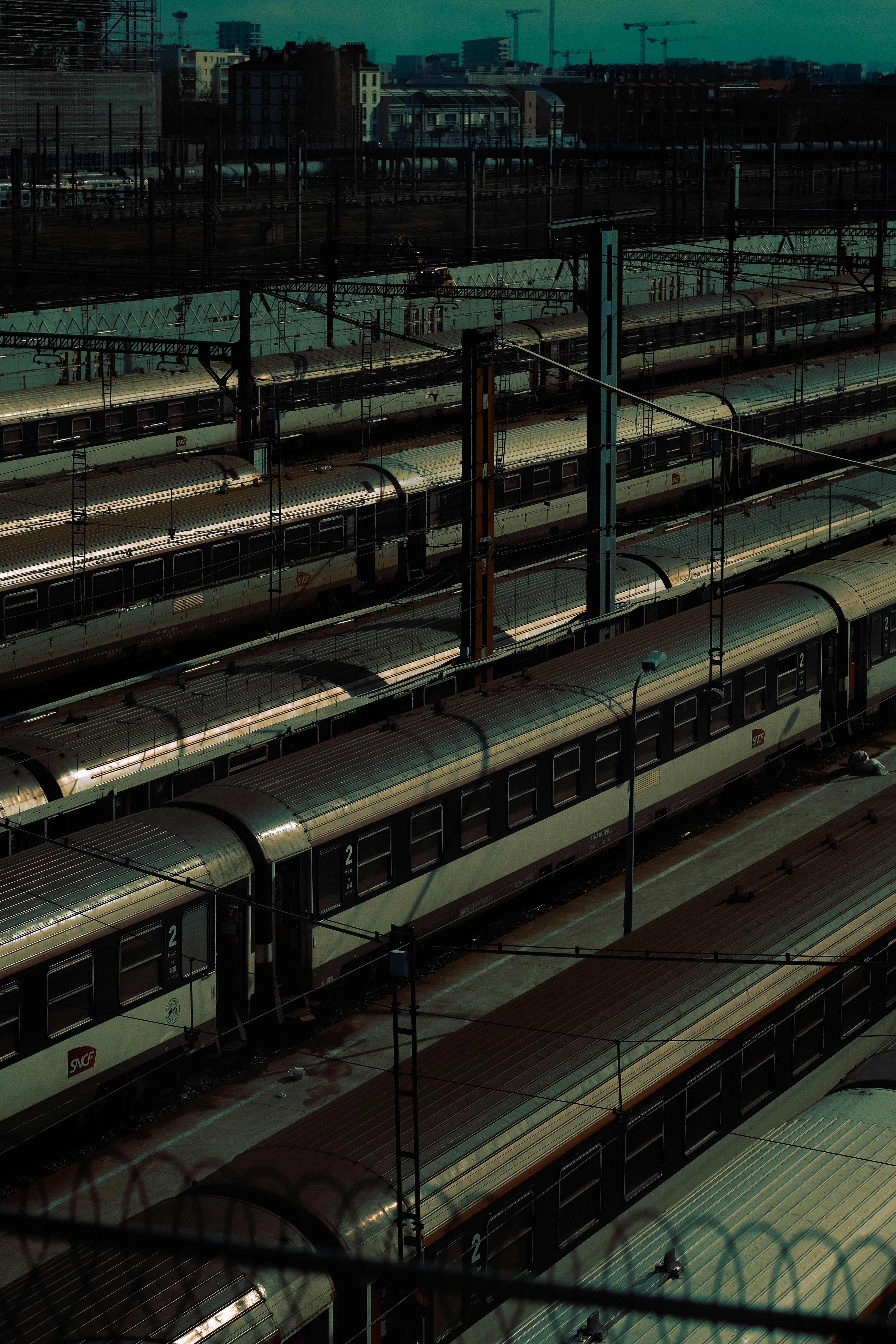 A train yard filled with lots of trains