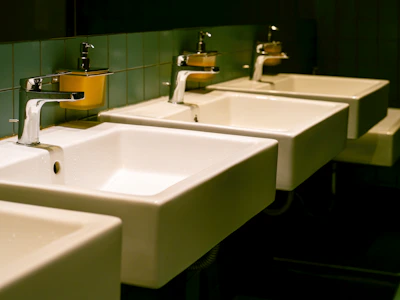 A row of sinks in a public restroom
