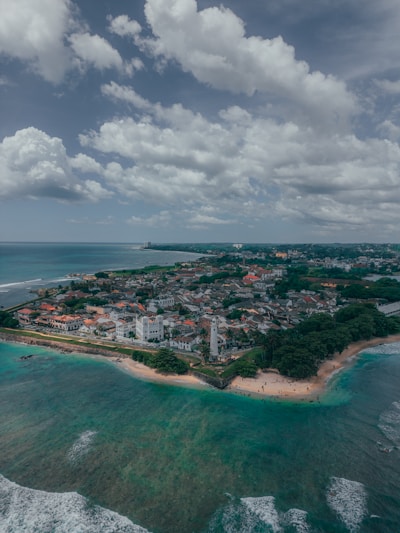 An aerial view of a small island in the middle of the ocean
