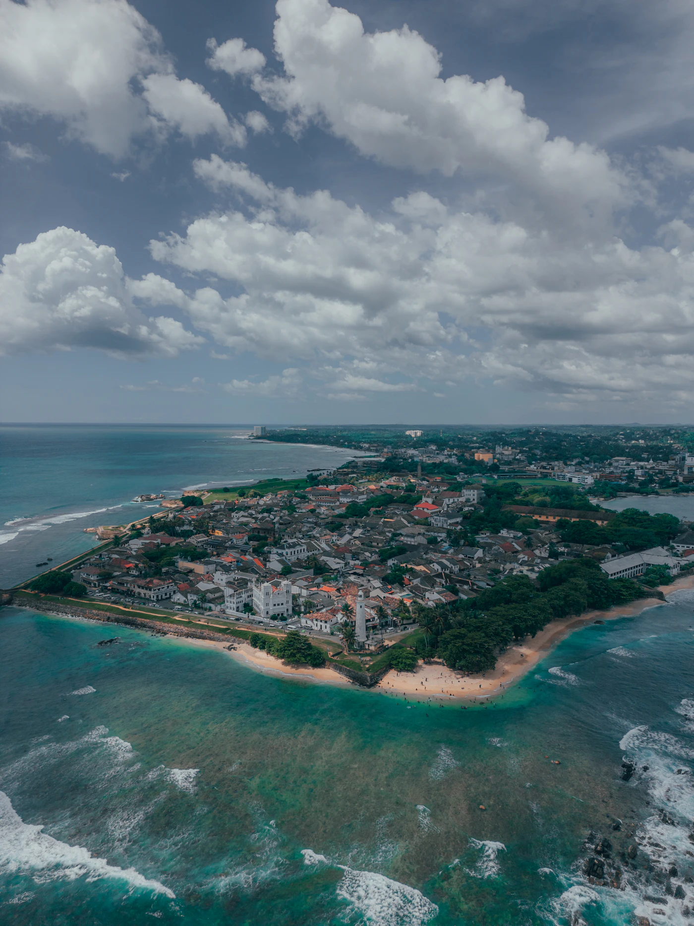 An aerial view of a small island in the ocean