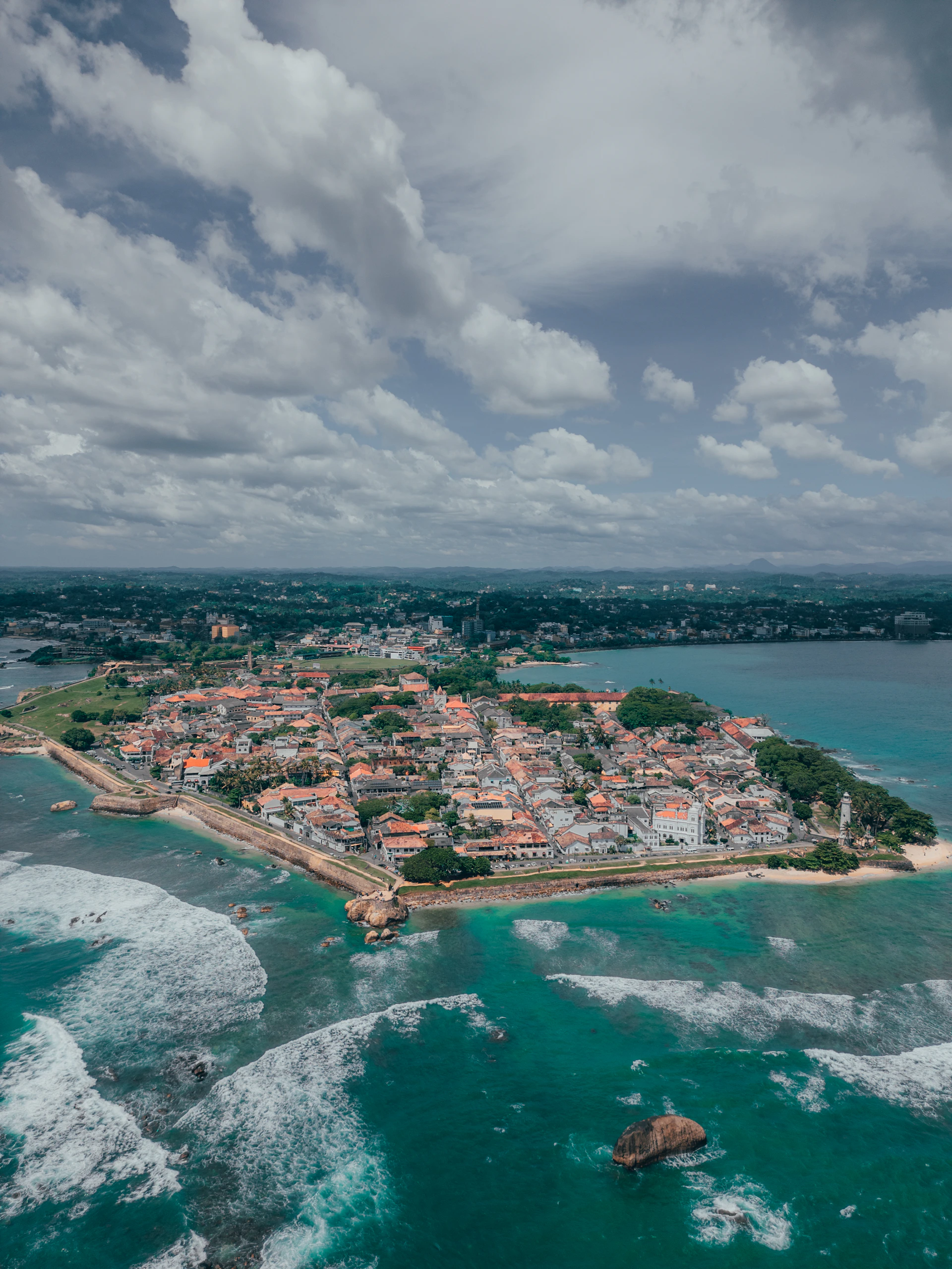 An aerial view of a small island in the middle of the ocean
